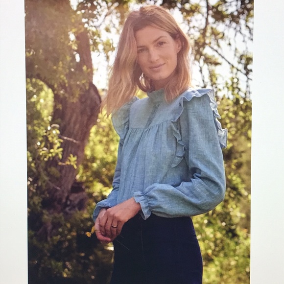 Sezane Juliette linen chambray blouse 34 2 - Picture 15 of 16